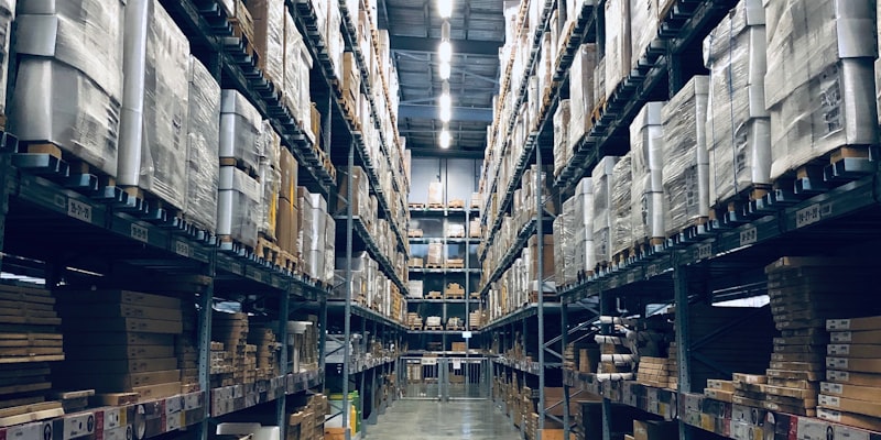 Industrial warehouse interior with pallet racking